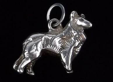 Mint Vintage Sterling Silver Dog Collie Pendant