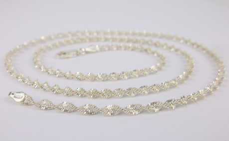 Mint Vintage Italian Sterling Silver Helix Chain Necklace 20"