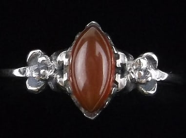 New Sterling Silver Orange Calcite Ring 7