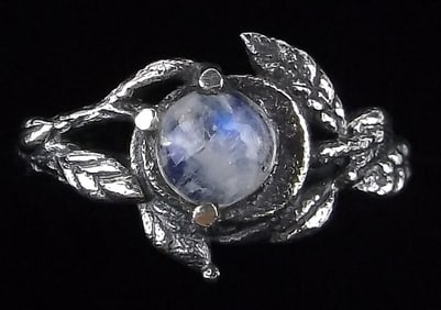 New Thick Sterling Silver Moonstone Tree Branch Ring 5
