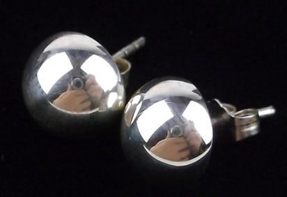 Stunning Vintage Sterling Silver Dome Earrings