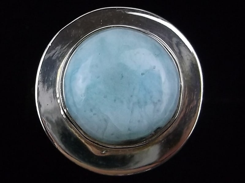 New Thick Sterling Silver Larimar Ring Size 6 Southwestern (1 of 2)