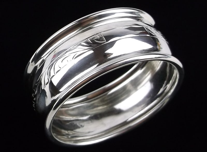 Mint Antique English Signed Sterling Silver Napkin Ring Holder (1 of 3)