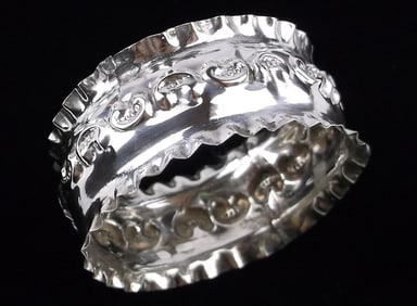 Gorgeous Antique English Sterling Silver Napkin Ring Holder M Bros