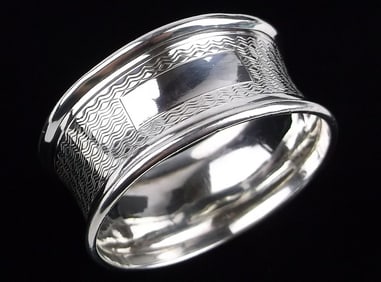 Stunning Antique English Signed Sterling Silver Napkin ring