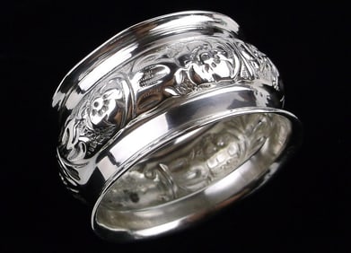 Mint Antique English Signed Sterling Silver Napkin Ring Holder