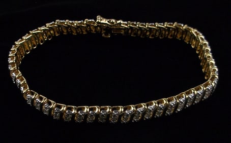 Mint Vint Gold Over Sterling Diamond Tennis Bracelet 7.5"