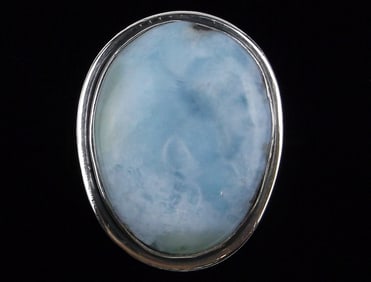 New Big Thick Sterling Silver Larimar Ring Size 7 Southwestern