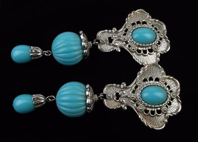 Big Mint Vint Jose Barerra Lucite Drop Earrings For Avon