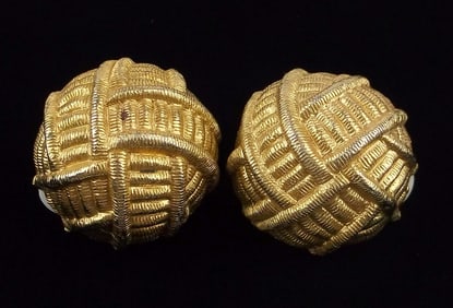 Stunning Vintage Givenchy Paris NY Gold Tone Earrings Runway