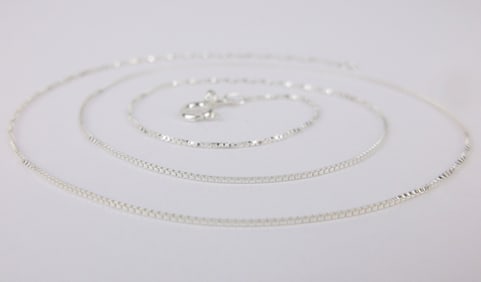 New Sterling Silver Box Chain Necklace 18"