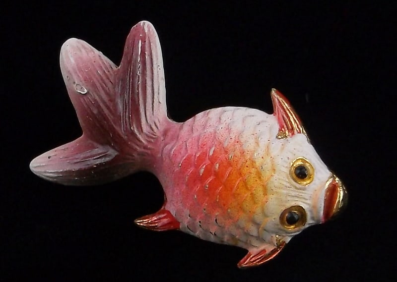 Mint Vintage 1970s Enameled Koi Fish Brooch: Mint Condition, In Like New Condition, Perfect