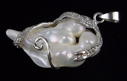 New Mother of Pearl Drop Pendant Ornate