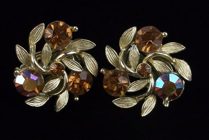 New Vintage 1960s Lisner Rhinestone Earrings
