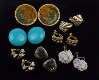 7 Gorgeous Vintage 1960s-80s Earrings Sets Lot Some Signed