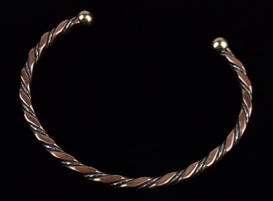 Mint Vintage Copper Sterling Silver Cuff Bracelet 7.5"
