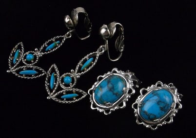 2 Mint Vintage 1970s Southwestern Earrings Sets Lot