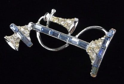 Mint Vintage 1950s Rhinestone Rotary Telephone Brooch