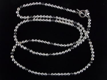Stunning Vint Ralph Lauren Hematite Ball Chain Necklace 36"