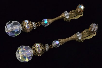 Stunning Vintage 1940s Crystal Drop Earrings