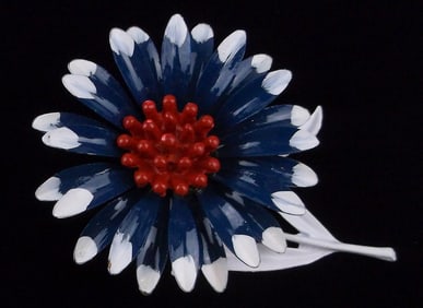 New Vintage 1960s Enameled Flower Brooch