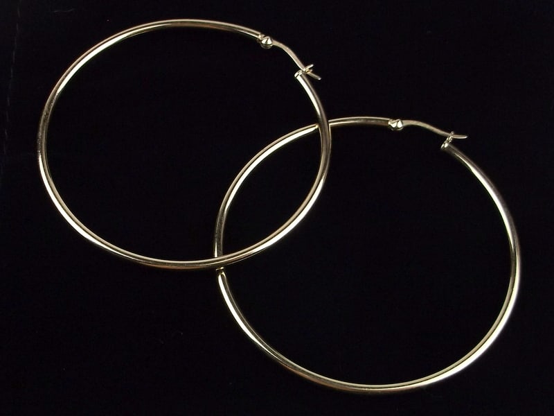 Big New Vintage Gold Over Sterling Silver Hoop Earrings: Solid Sterling Silver Guaranteed, in Brand New Never Worn Condition.