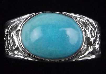 Mint Vintage Navajo Sterling Silver Turquoise Ring 8