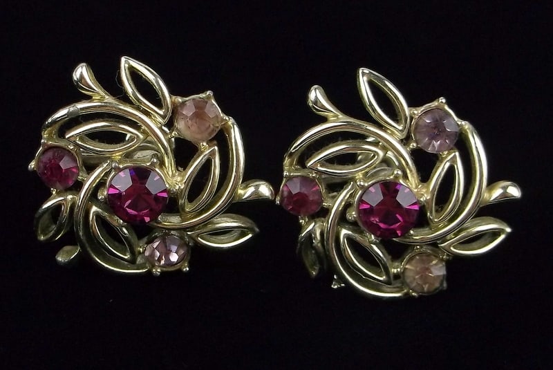 Stunning Vintage 1950s Coro Craft Rhinestone Earrings: excellent condition