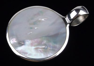 New Big Thick Sterling Silver Mother of Pearl Pendant