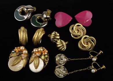 7 Gorgeous Vint 1950s-80s Earrings Sets Lot Some Signed