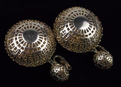 Stunning Big Vint 1960s Crown Trifari Bubble Drop Earrings