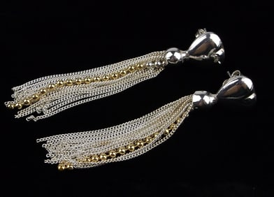 Mint Vintage Heavy Sterling Silver Drop Sway Earrings