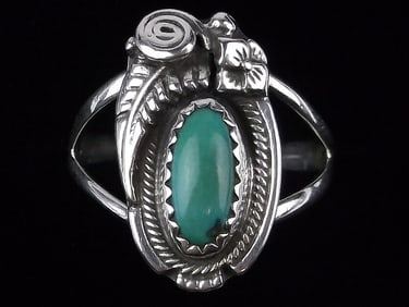 Mint Navajo Prairie Fire Sterling Silver Turquoise Ring 7