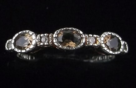 Mint Sterling Silver Smokey Quartz Ring 7