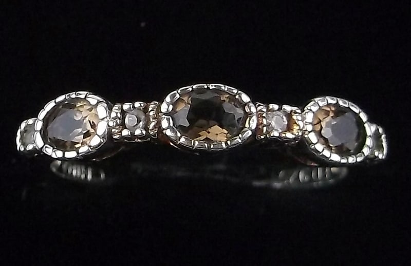 Mint Sterling Silver Smokey Quartz Ring 7: Guaranteed Solid 925 Sterling Silver, in Excellent Condition