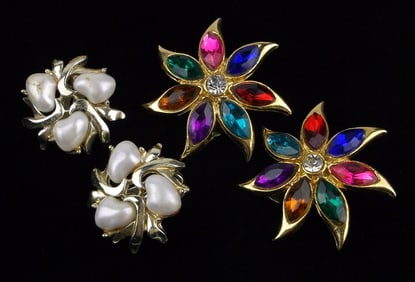 Stunning Vintage BSK And Rhinestone Earrings Sets Lot