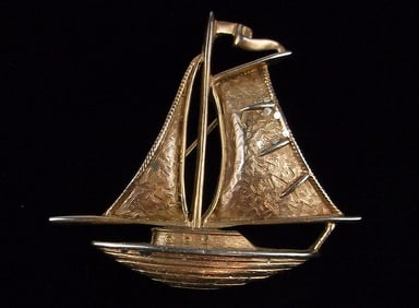 Stunning Vintage 1960s Sailboat Brooch