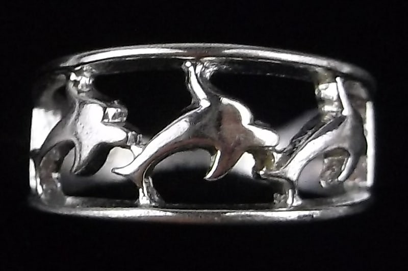 Mint Vintage Sterling Silver 3 Dolphin Ring 5 (1 of 3)