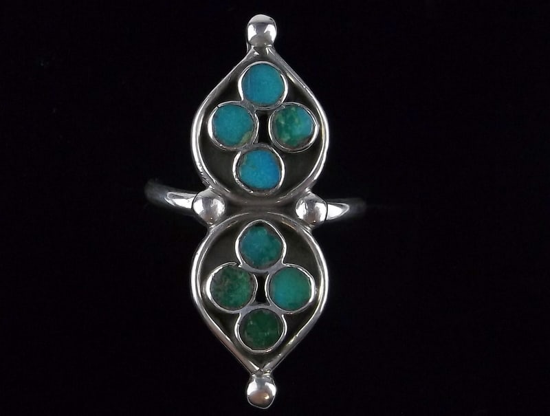 Mint Vintage 1960s Zuni Sterling Silver Turquoise Ring 7 (1 of 2)