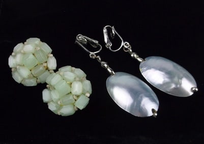 Mint Vint 1950s-60s Crystal & Shell Earrings Sets Lot