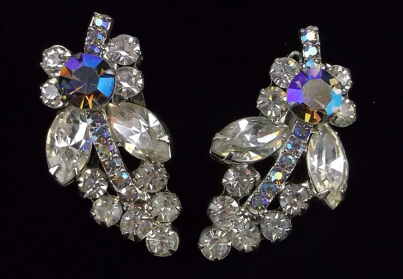 Mint Vintage 1950s High Quality Designer Rhinestone Earrings: Mint Condition, In Like New Condition, Perfect