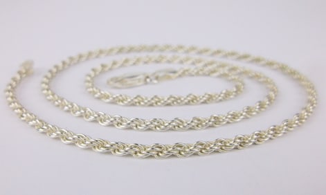 Mint Vintage Italian Sterling Silver Rope Chain Necklace 18" Thick
