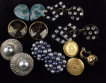 7 Gorgeous Vint 1950s-80s Earrings Sets Lot Atomic Some Signed