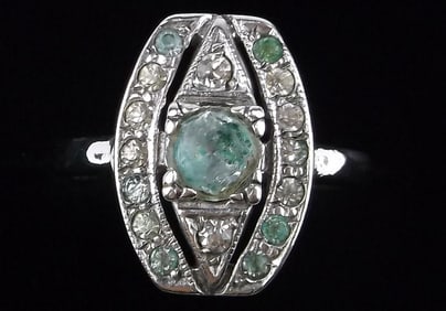Mint Vintage 1930s Sterling Silver Art Deco Ring 6
