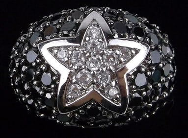 Stunning Big Designer Sterling Silver Iolite Star Ring 8