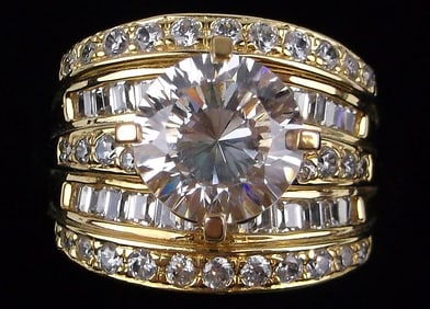 New Big Gold Over Sterling 3ct Solitaire Engagement Ring 9