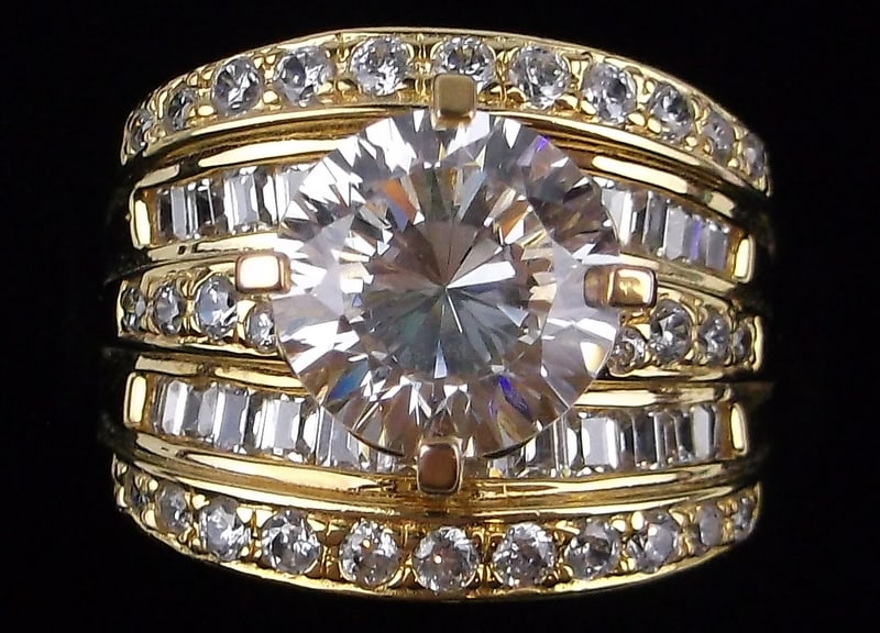 New Big Gold Over Sterling 3ct Solitaire Engagement Ring 9 (1 of 4)