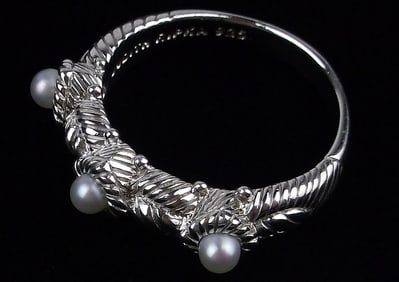 New Judith Ripka Sterling Silver Pearl Ring 10
