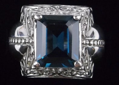 New Vint Big Sterling Silver 3ct Blue Spinel Ring 9 Signed