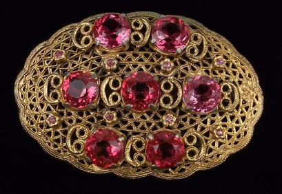 Mint Vintage 1930s Ornate Rhinestone Brooch